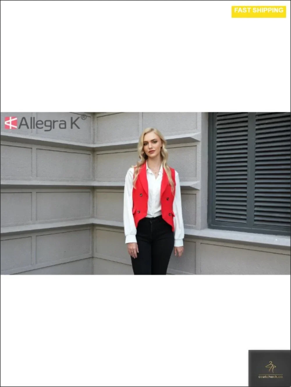 Women's Double Breasted Suit Vest Lapel Collar Workwear Waistcoat